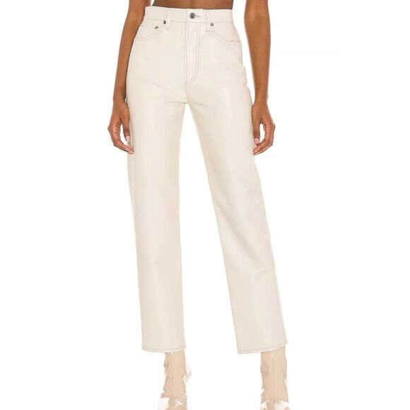 AGOLDE Recycled Leather 90's Pinch Waist Pants Powder Cream Sz 31,  $298 - Picture 3 of 16